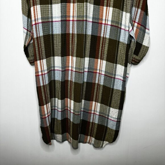 ANTHROPOLOGIE Pilcro Side-Slit Maxi Tunic Buttondown Women’s Shirt Top Medium - Picture 7 of 12